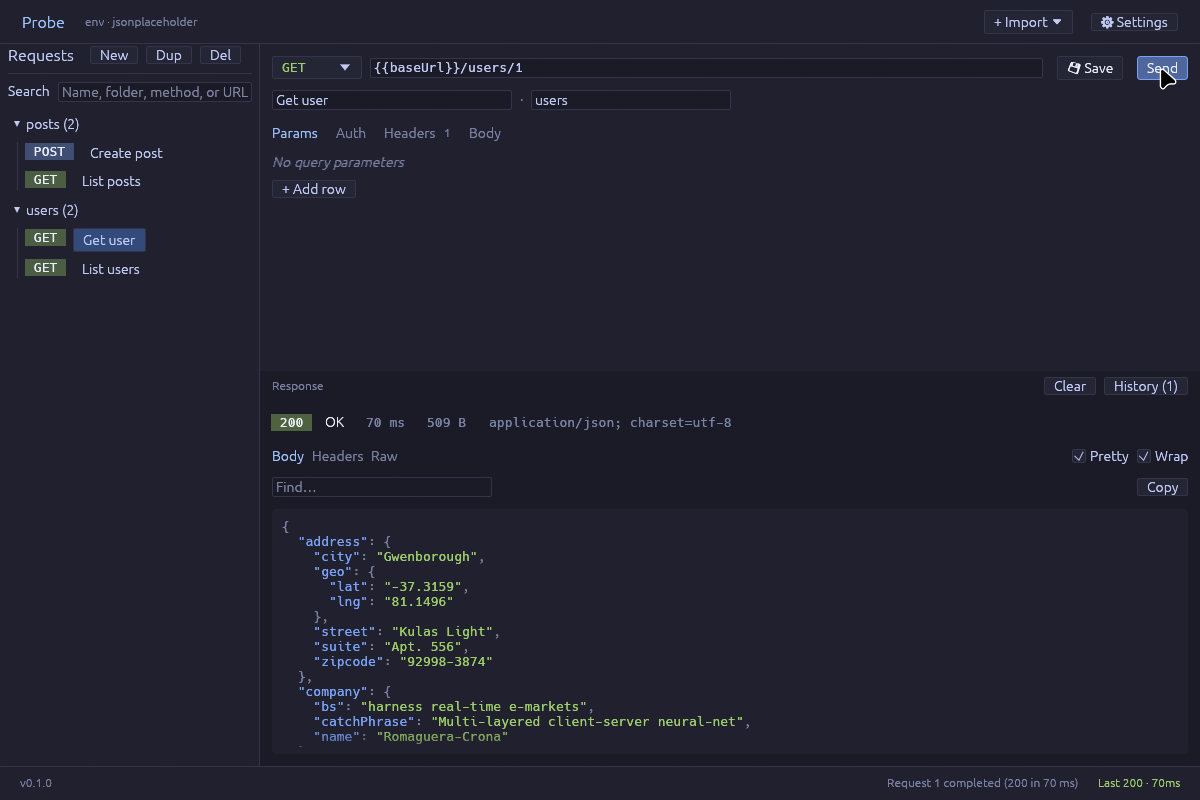 Screenshot of Probe